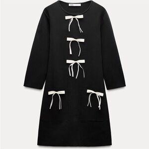 Zara Black Dress with White Bows